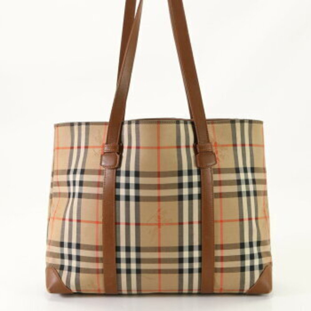 Burberry Nova check horse logo leather tote bag shoulder business document brown - Picture 6 of 14
